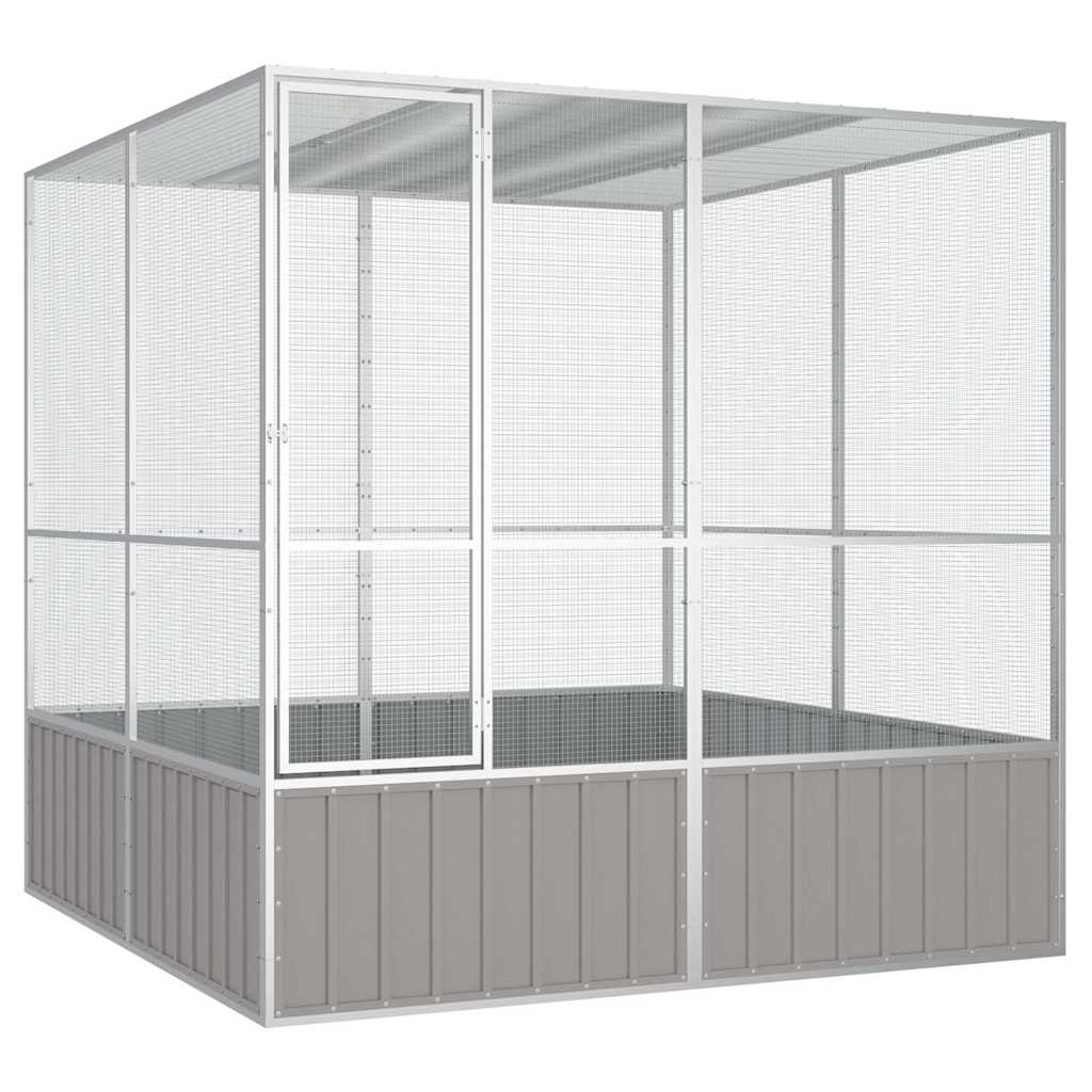 Vidaxl jaula pájaros acero galvanizado gris 213,5x217,5x211,5 cm