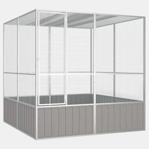 vidaXL Gaiola p pássaros 213,5x217,5x211,5cm aço galvanizado cinzento