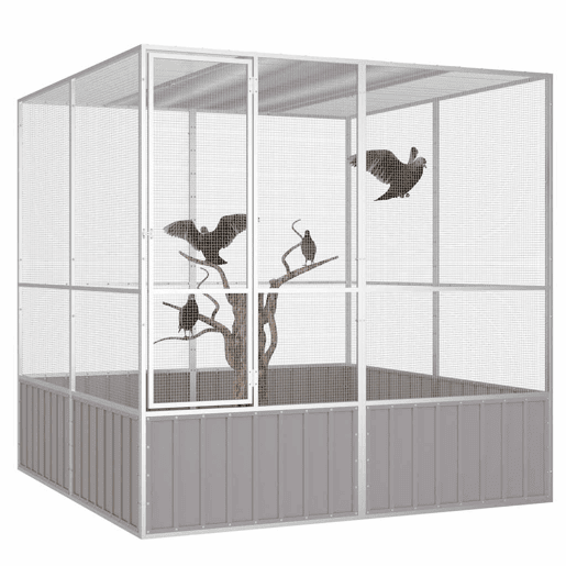 vidaXL Gaiola p pássaros 213,5x217,5x211,5cm aço galvanizado cinzento