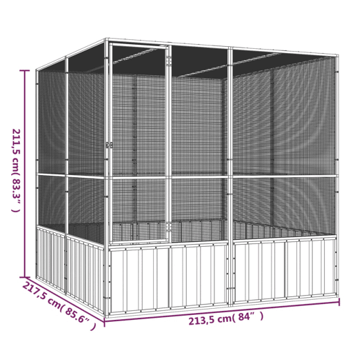 vidaXL Gaiola p pássaros 213,5x217,5x211,5cm aço galvanizado cinzento