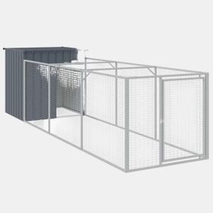vidaXL Casota p cães c parque 110x405x110 cm aço galvaniz. antracite