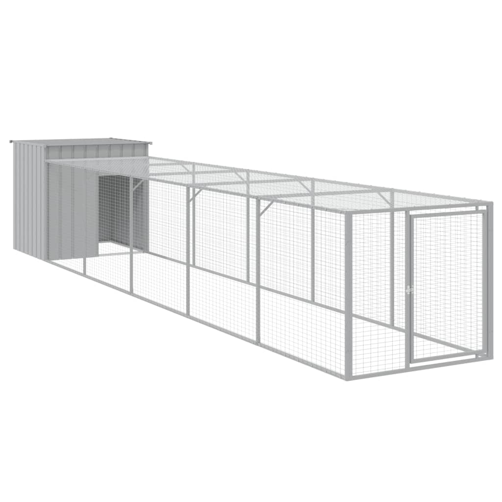 Vidaxl gallinero con corral acero galvanizado gris claro 110x609x110cm