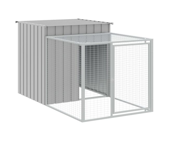 Vidaxl jaula para gallinas con corral, gris claro, 110 x 201 x 110 cm, acero galvanizado