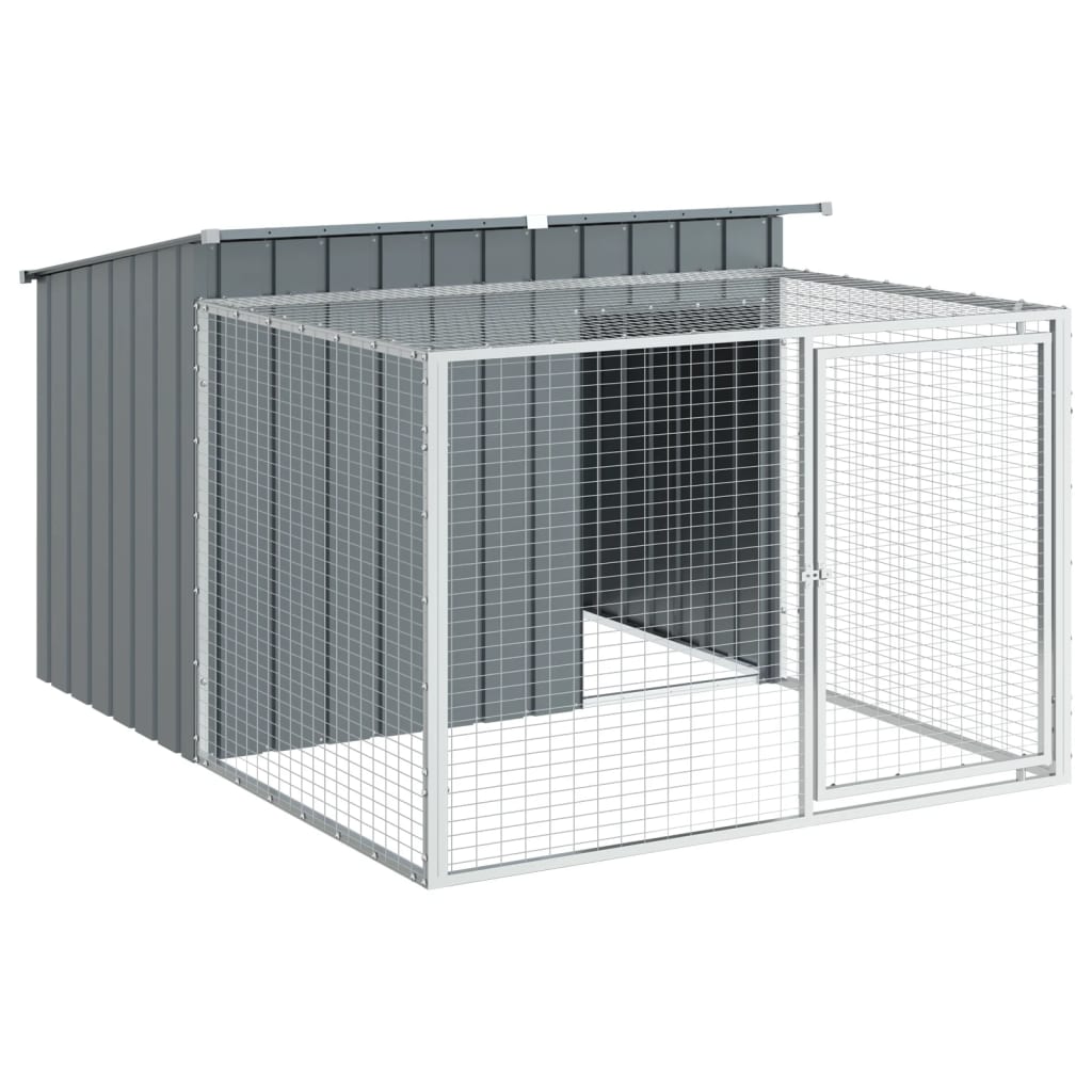 Vidaxl caseta para perro con corral antracita 153x194x110 cm acero galvanizado