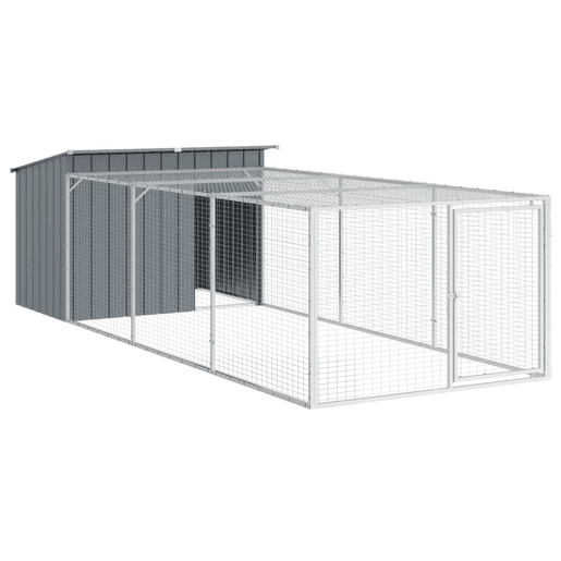 vidaXL Casota para cães com corredor antracite 153x396x110 cm aço galvanizado