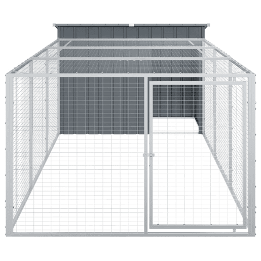 vidaXL Casota para cães com corredor antracite 153x396x110 cm aço galvanizado