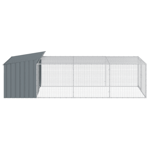 vidaXL Casota para cães com corredor antracite 153x396x110 cm aço galvanizado