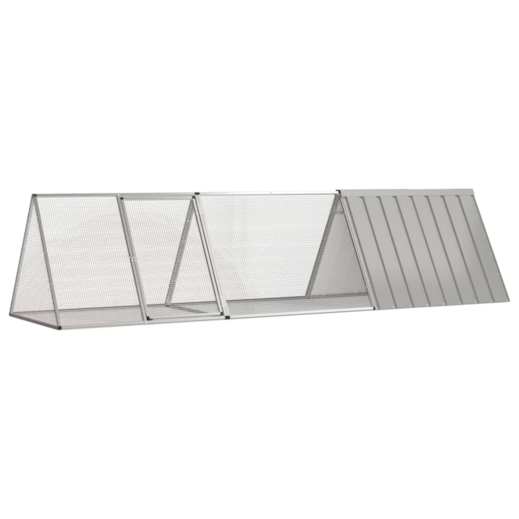 Vidaxl jaula para conejos de acero galvanizado, gris, 302,5 x 80,5 x 71 cm