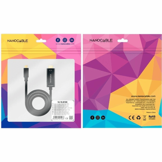 Cabo USB-C para HDMI NANOCABLE 10.15.5105 5 m Preto Cabo USB-C para HDMI NANOCABLE 10.15.5105 5 m Preto