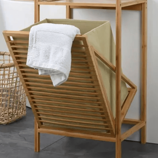 Prateleira de banheiro Bamboo com 2 prateleiras, saco de roupas 40x30x95 Prateleira de banheiro Bamboo com 2 prateleiras, saco de roupas 40x30x95
