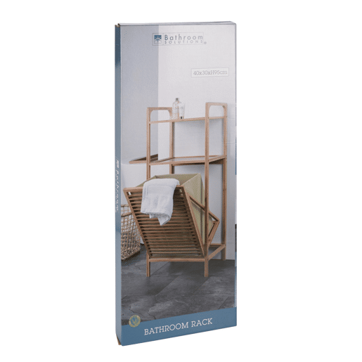 Prateleira de banheiro Bamboo com 2 prateleiras, saco de roupas 40x30x95 Prateleira de banheiro Bamboo com 2 prateleiras, saco de roupas 40x30x95