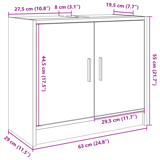vidaXL Armário de lavatório 63x29x55 cm derivados de madeira branco