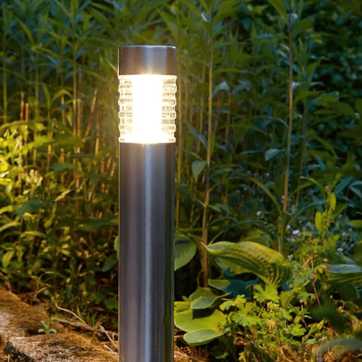 Well Home Luz Solar em Aço Inox com Abajur de Vidro Ø6x27cm