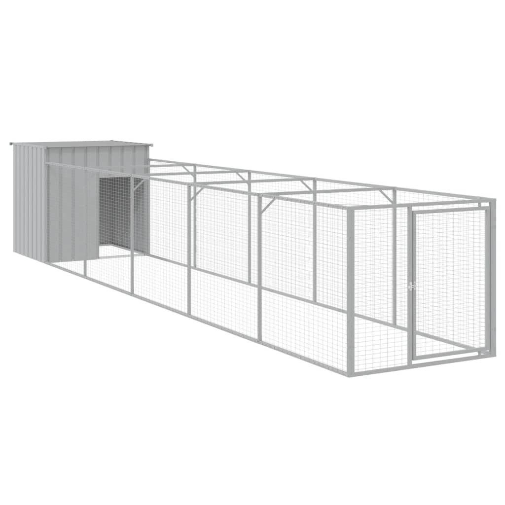 Vidaxl caseta perros corral acero galvanizado gris claro 110x609x110cm