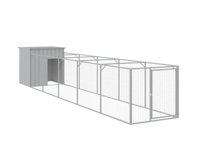 Vidaxl caseta perros corral acero galvanizado gris claro 110x609x110cm