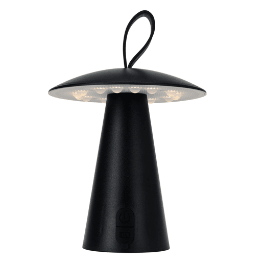 Candeeiro de mesa recarregável Well Home preto Ø15x17cm