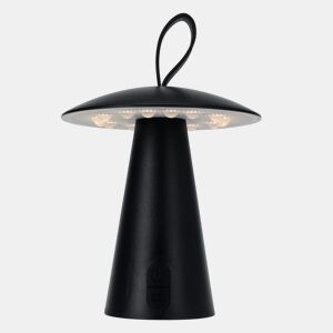 Candeeiro de mesa recarregável Well Home preto Ø15x17cm