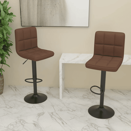 vidaXL Bancos de bar 2 pcs tecido castanho vidaXL Bancos de bar 2 pcs tecido castanho