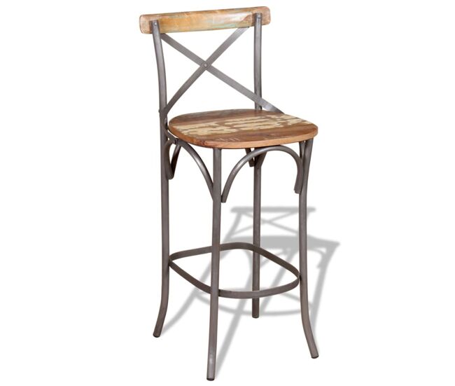 Vidaxl taburete de barra de cocina madera maciza reciclada