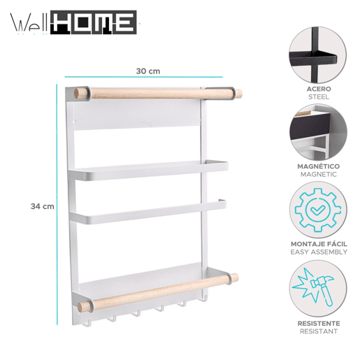 Rack de fixação magnética Well Home em aço pintado de preto