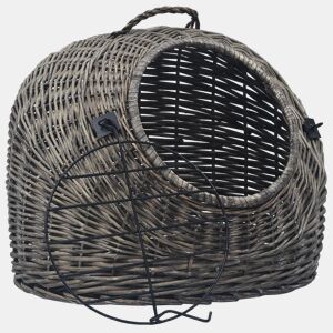 vidaXL Transportadora p gatos 60x45x45 cm salgueiro natural cinzento