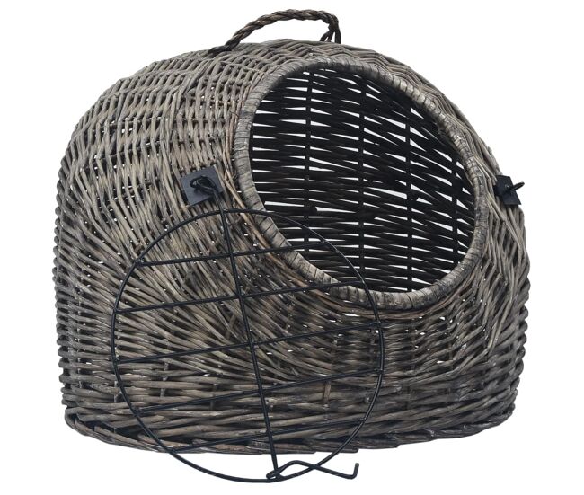Vidaxl transportín para gatos sauce natural gris 60x45x45 cm