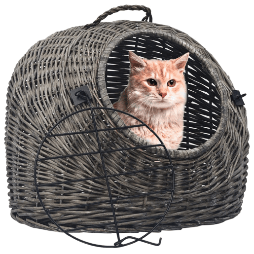 vidaXL Transportadora p gatos 60x45x45 cm salgueiro natural cinzento vidaXL Transportadora p gatos 60x45x45 cm salgueiro natural cinzento