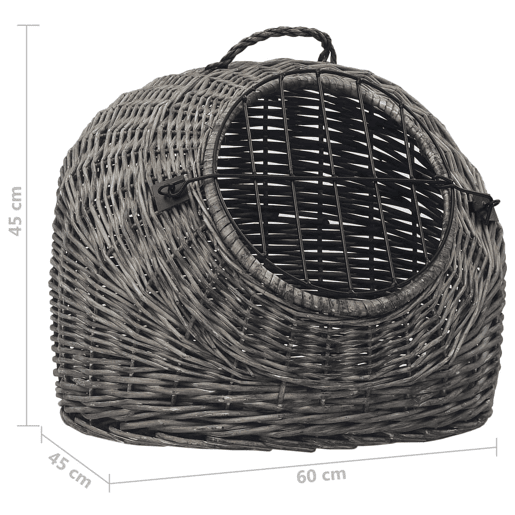 vidaXL Transportadora p gatos 60x45x45 cm salgueiro natural cinzento vidaXL Transportadora p gatos 60x45x45 cm salgueiro natural cinzento