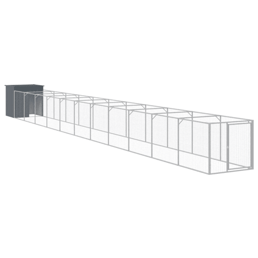 vidaXL Casota p cães c parque 110x1221x110cm aço galvaniz. antracite