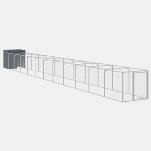 vidaXL Casota p cães c parque 110x1221x110cm aço galvaniz. antracite