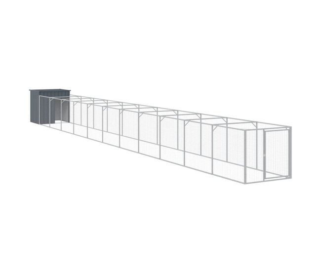 Vidaxl caseta perros con corral acero galvanizado gris 110x1221x110 cm
