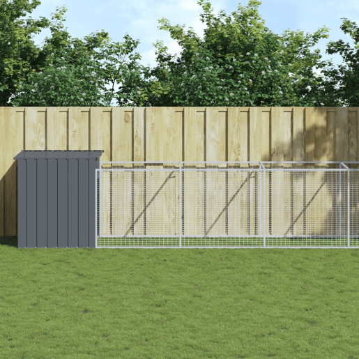 vidaXL Casota p cães c parque 110x1221x110cm aço galvaniz. antracite