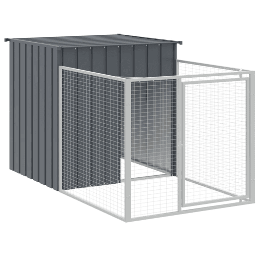 vidaXL Casota p cães c parque 110x1221x110cm aço galvaniz. antracite