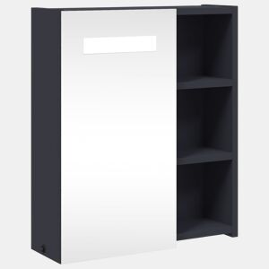 vidaXL Armário espelhado casa de banho c LEDs 45x13x52 cm cinzento