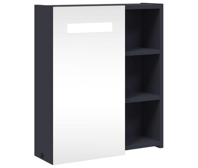 Vidaxl mueble de baño con espejo y luz led gris 45x13x52 cm