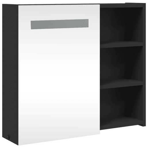 vidaXL Armário espelhado p casa de banho c LEDs 60x13x52 cm preto