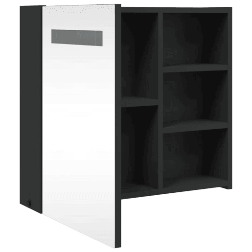 vidaXL Armário espelhado p casa de banho c LEDs 60x13x52 cm preto