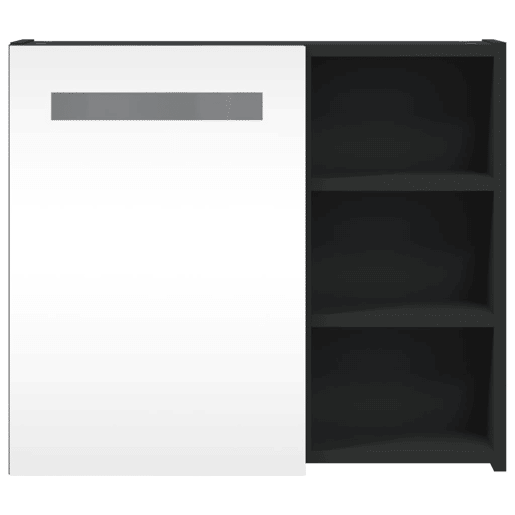 vidaXL Armário espelhado p casa de banho c LEDs 60x13x52 cm preto