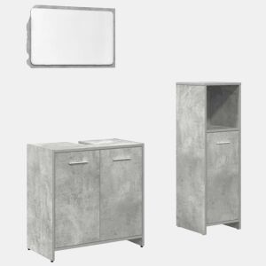vidaXL 3 pcs conj. móveis casa banho derivados madeira cinza cimento