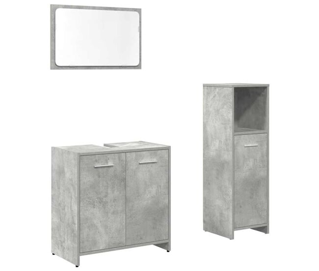 Vidaxl set muebles de baño 2 piezas madera contrachapada gris hormigón