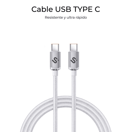 Cabo USB-C para USB-C Subblim OPTIMUS Branco 2 m Cabo USB-C para USB-C Subblim OPTIMUS Branco 2 m