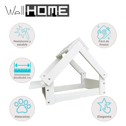 Well Home Indoor Dog House com estrutura de madeira em branco