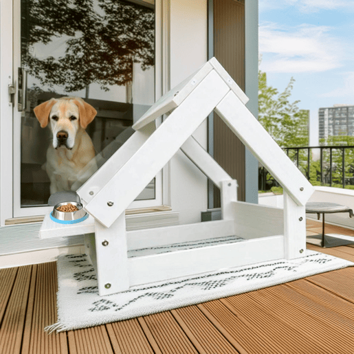 Well Home Indoor Dog House com estrutura de madeira em branco