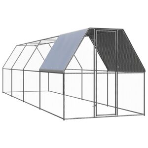 vidaXL Galinheiro de exterior 2x8x2 m aço galvanizado
