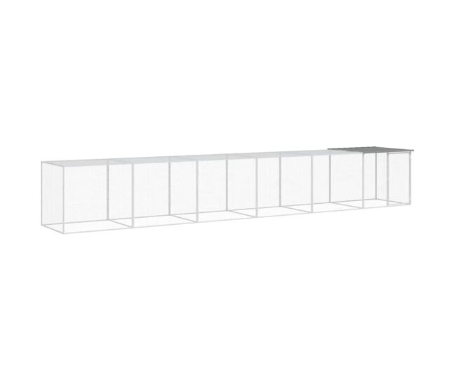 Vidaxl gallinero con techo acero galvanizado gris claro 603x98x90 cm