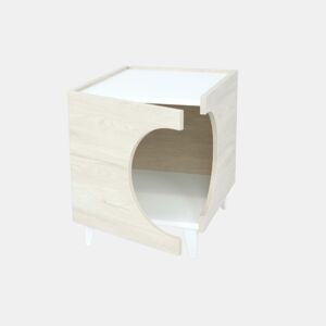 Bem Home Mesa de cabeceira com furo para animais de estimação branco 50x40x40cm