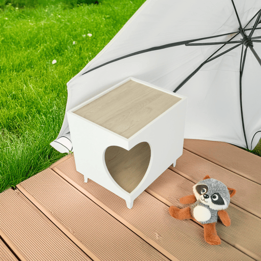 Bem Home Mesa de cabeceira com furo para animais de estimação branco 50x40x40cm