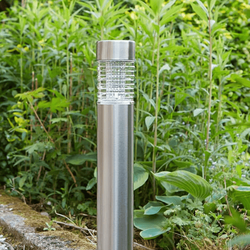 Well Home Luz Solar em Aço Inox com Abajur de Vidro Ø6x27cm