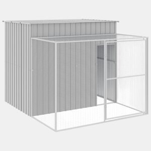 vidaXL Casota cães c parque 214x253x181 cm aço galvaniz. cinza-claro