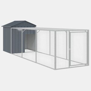vidaXL Galinheiro com anexo 117x405x123 cm aço galvanizado antracite